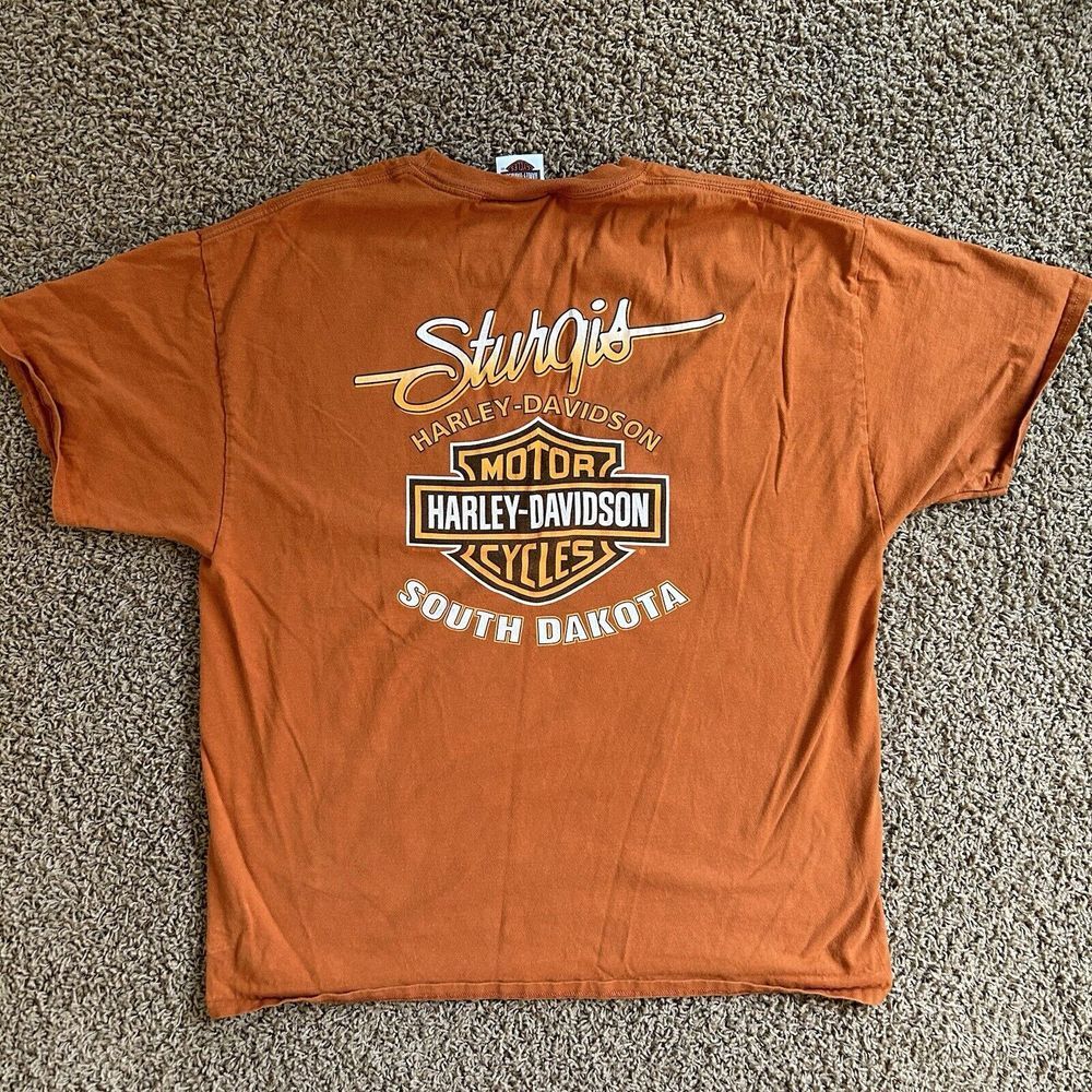 Vintage Harley Davidson Mens Extra Large Shirt Orange Timeless Classic Minnesota